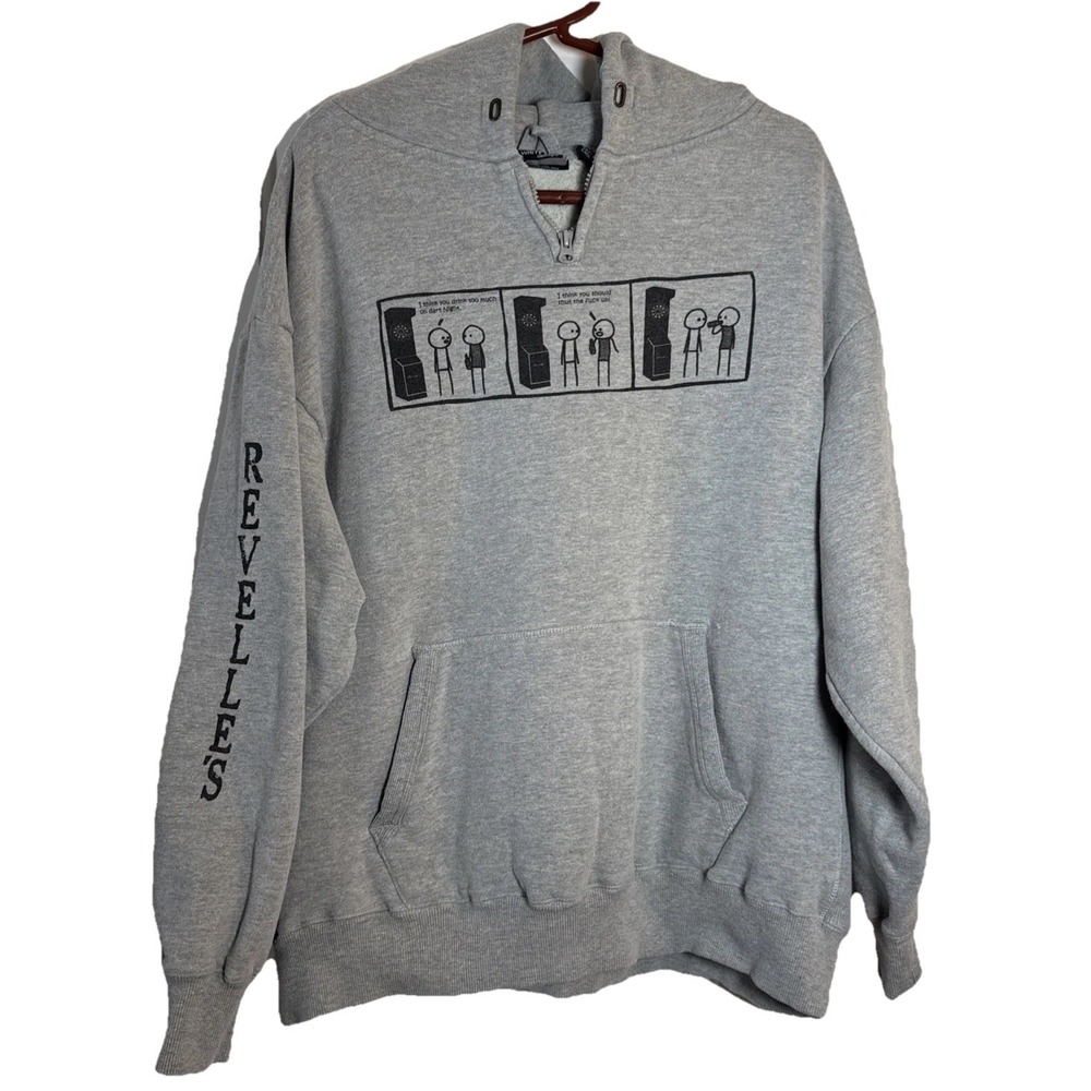 White Bear Clothing Co Mens XL Gray Funny Graphic Dart Board Hoodie Sleeve Print